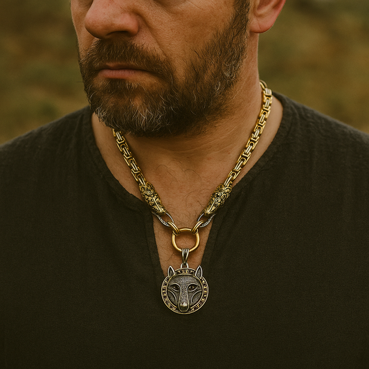 Viking King's Chain – Thor’s Hammer or Wolf Medallion Pendant
