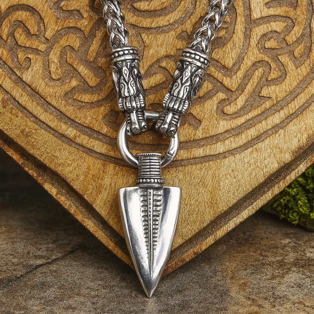 Viking Necklace – Wolf Heads, Dragon Heads, or Spear Pendant