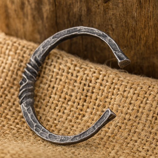 Forged Viking Bangle – Rugged Iron Finish, Norse-Inspired Warrior Bracelet