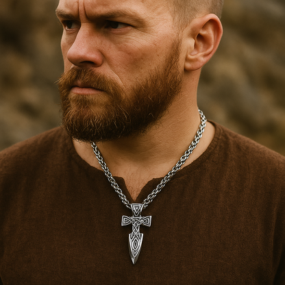 Viking Sword Cross Necklace – Norse Pendant for Men