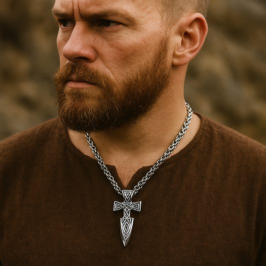 Viking Sword Cross Necklace – Norse Pendant for Men