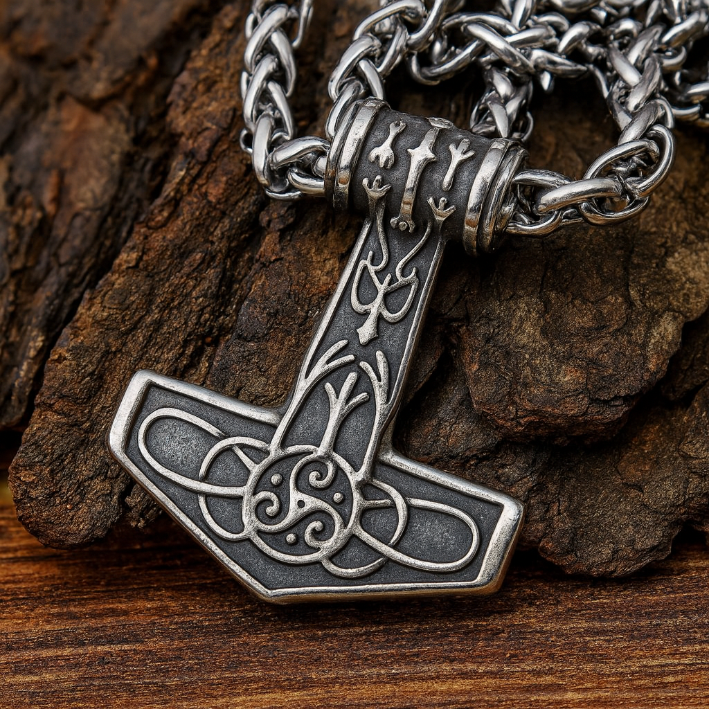 Gold Tone Mjolnir Necklace
