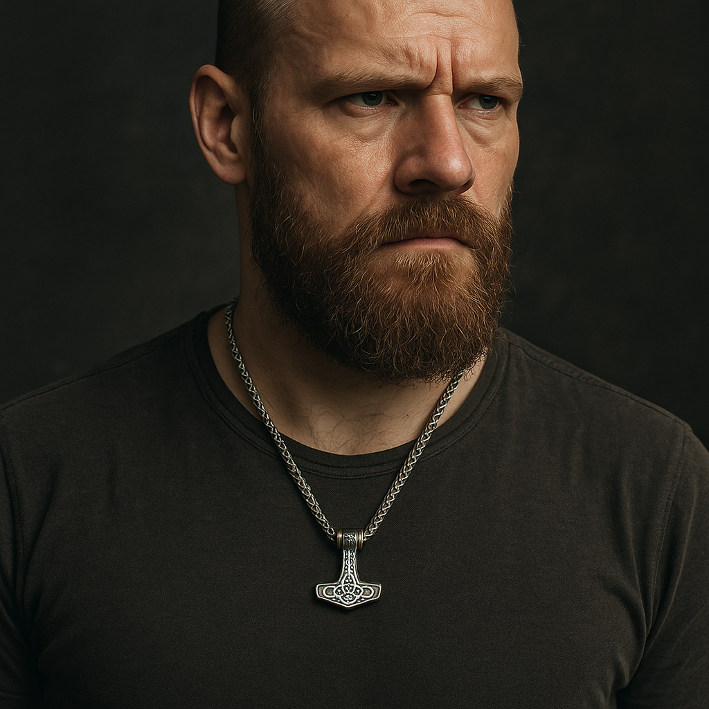 Gold Tone Mjolnir Necklace