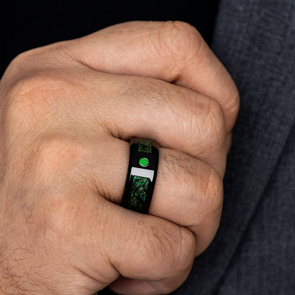 Celtic Emerald Knot Tungsten Ring