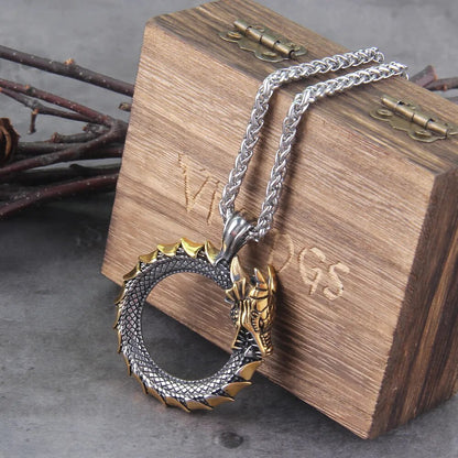 Eternal Valor: Viking Ouroboros Necklace