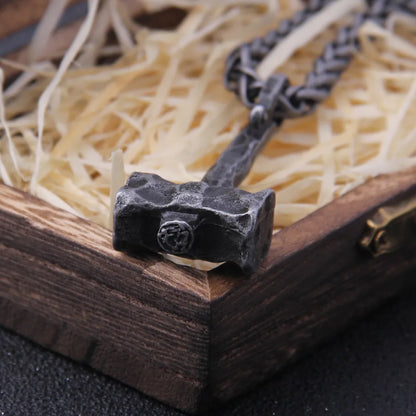 Iron Color Viking Hammer Necklace: Stainless Steel