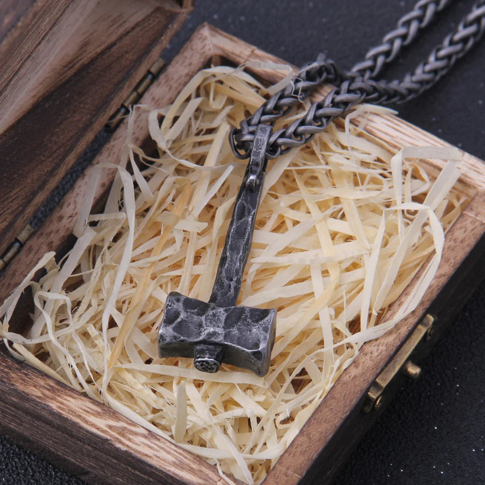 Iron Color Viking Hammer Necklace: Stainless Steel