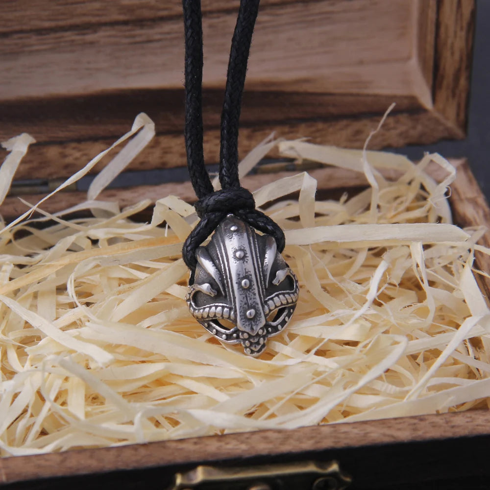 Viking Helmet Necklace: Never Fade, Adjustable Cotton Chain