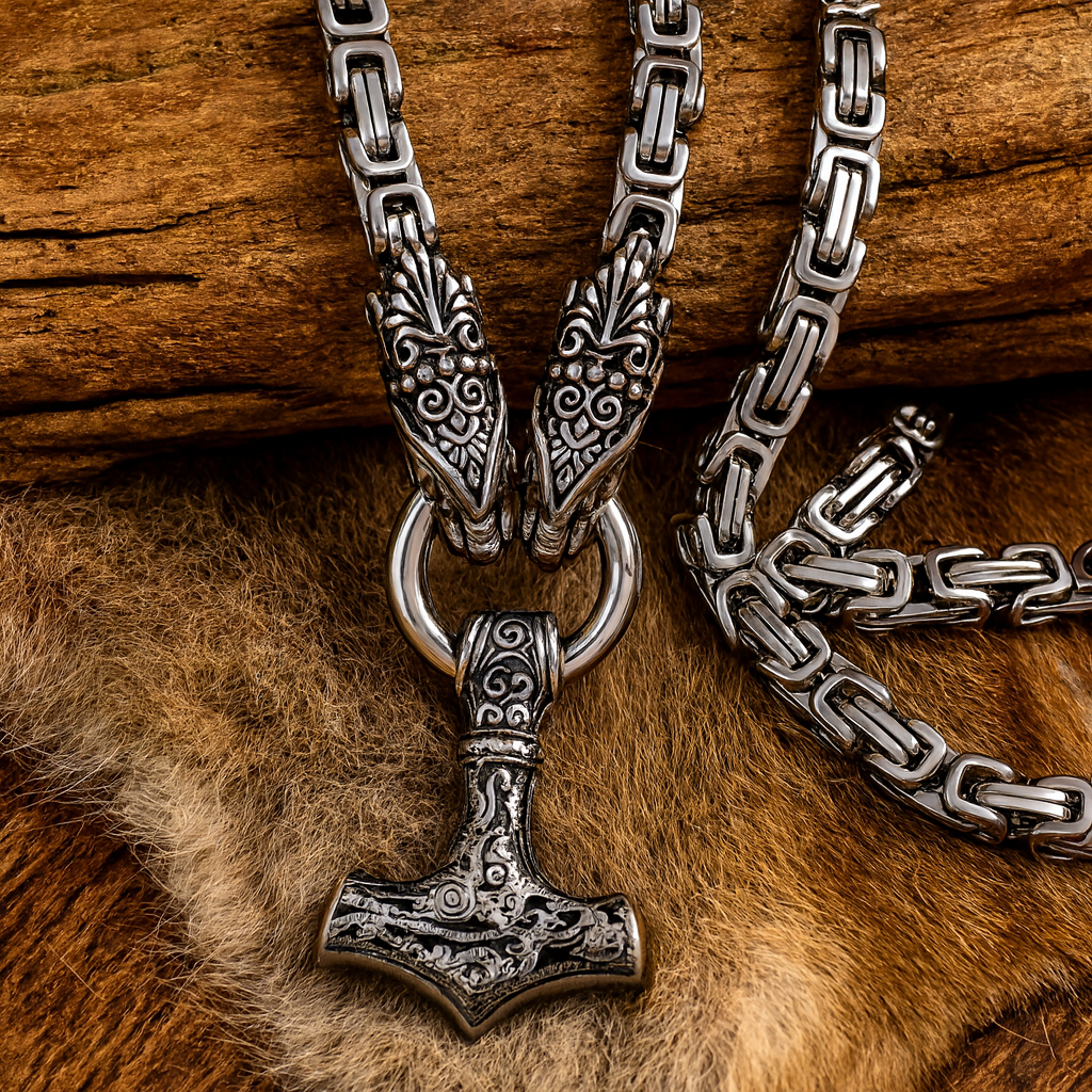 Nordic Dragon – Viking Hammer Pendant Necklace
