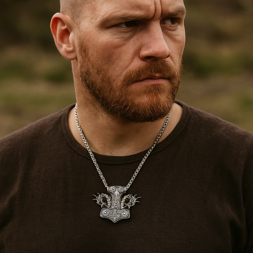 Thor's Hammer Mjolnir Necklace: Never Fade, Viking Dragon