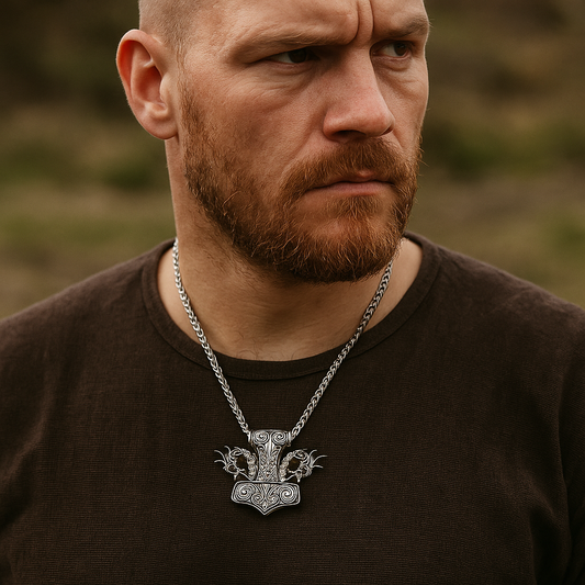 Thor's Hammer Mjolnir Necklace: Never Fade, Viking Dragon