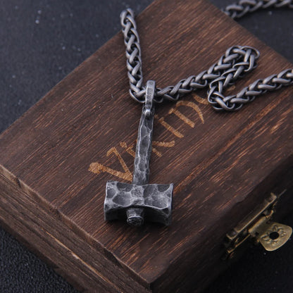 Iron Color Viking Hammer Necklace: Stainless Steel