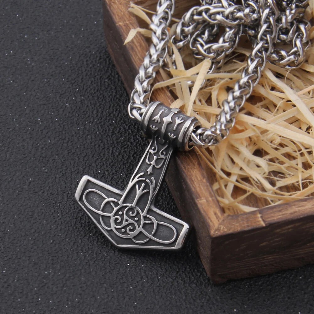 Gold Tone Mjolnir Necklace