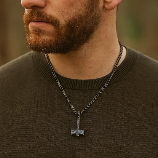 Iron Color Viking Hammer Necklace: Stainless Steel