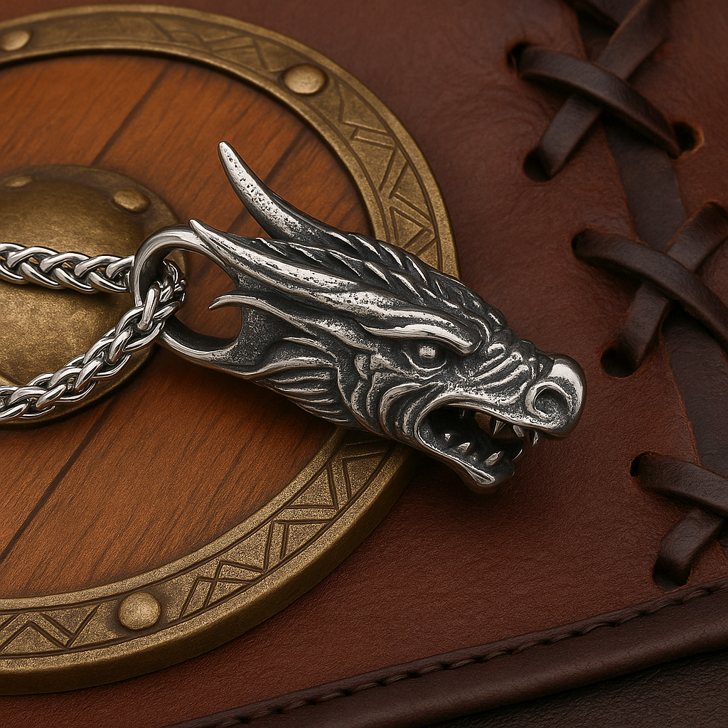 Viking Dragon Head Necklace