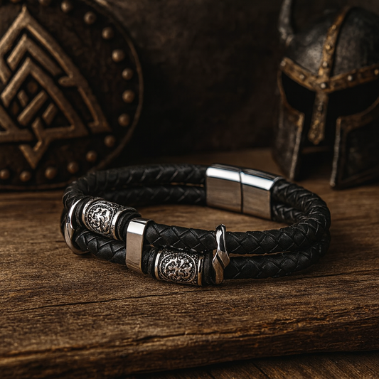 Vantage Viking Bracelet – Norse Amulet on Braided Leather