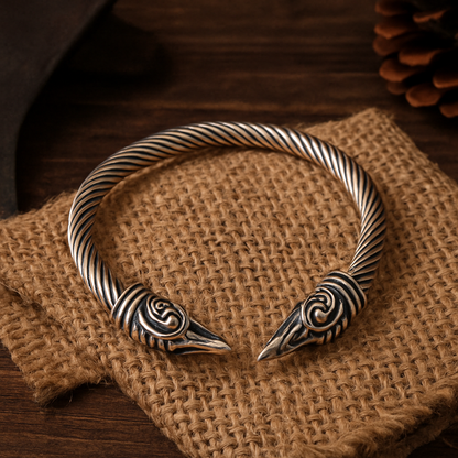 Norse Raven Bracelet – Solid Viking Cuff for Men