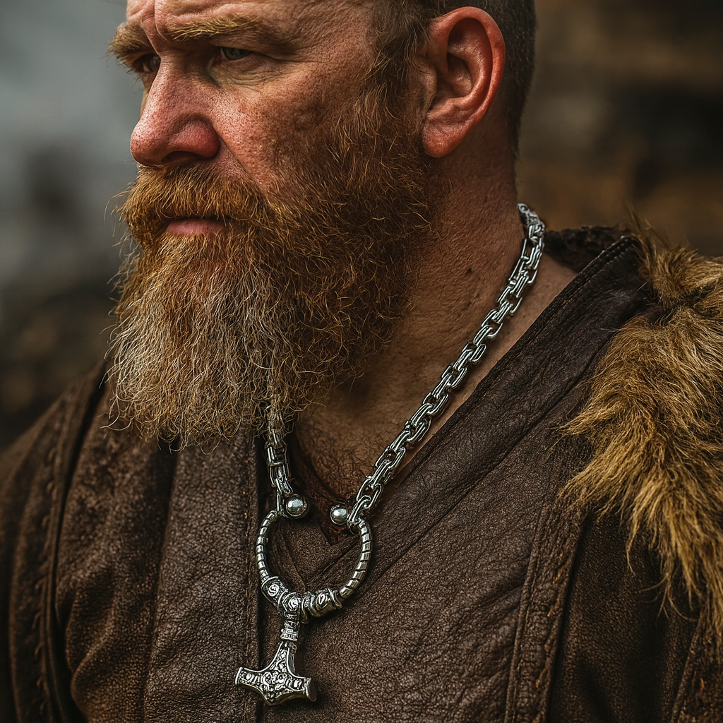 Norse King's Chain – Viking Thor Hammer Necklace with Valknut