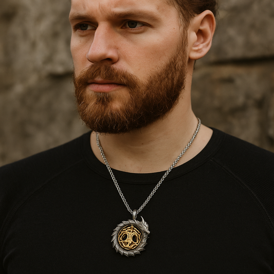 Ouroboros Tree of Life Necklace – Rotating Pendant