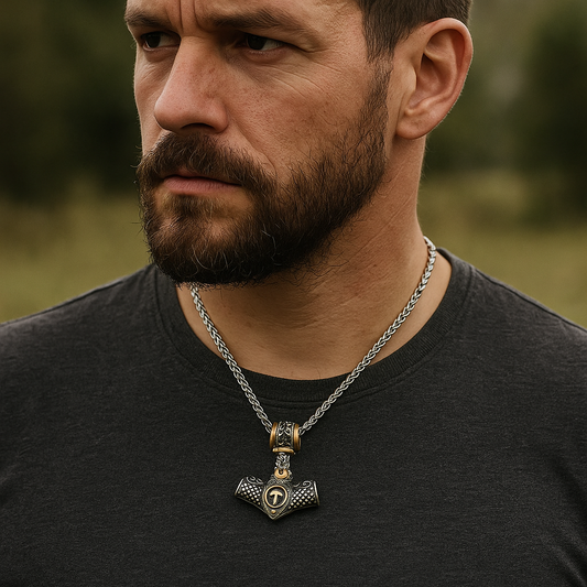 Tiwaz Rune Mjölnir Necklace – Norse Thor’s Hammer Pendant
