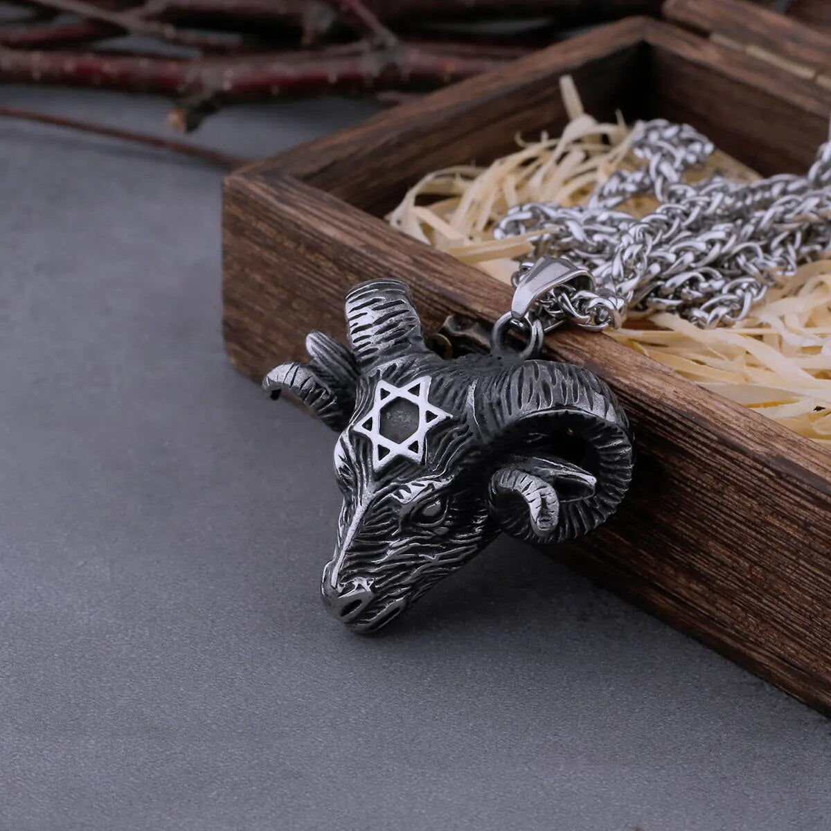 Retro Hexagram Sheep Head Pendant