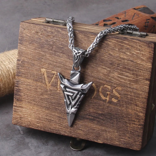 Odin Valknut Rune Necklace: Men's Stainless Steel