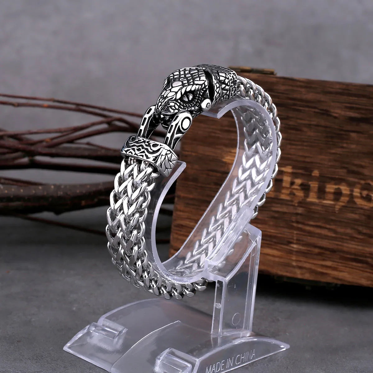 High Quality Nordic Viking Never Fade Stainless Steel Dominant Snake Head