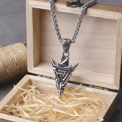 Odin Valknut Rune Necklace: Men's Stainless Steel