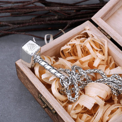 Vintage Viking Thor Hammer Necklace: Stainless Steel