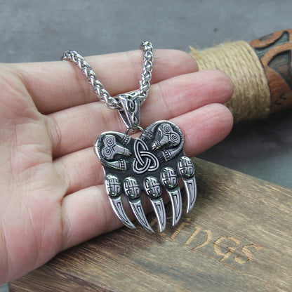 Viking Bear Paw Necklace: Never Fade, Stainless Steel