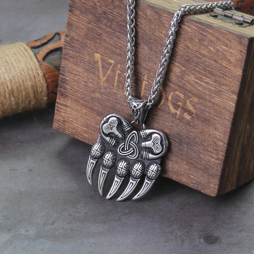 Viking Bear Paw Necklace: Never Fade, Stainless Steel