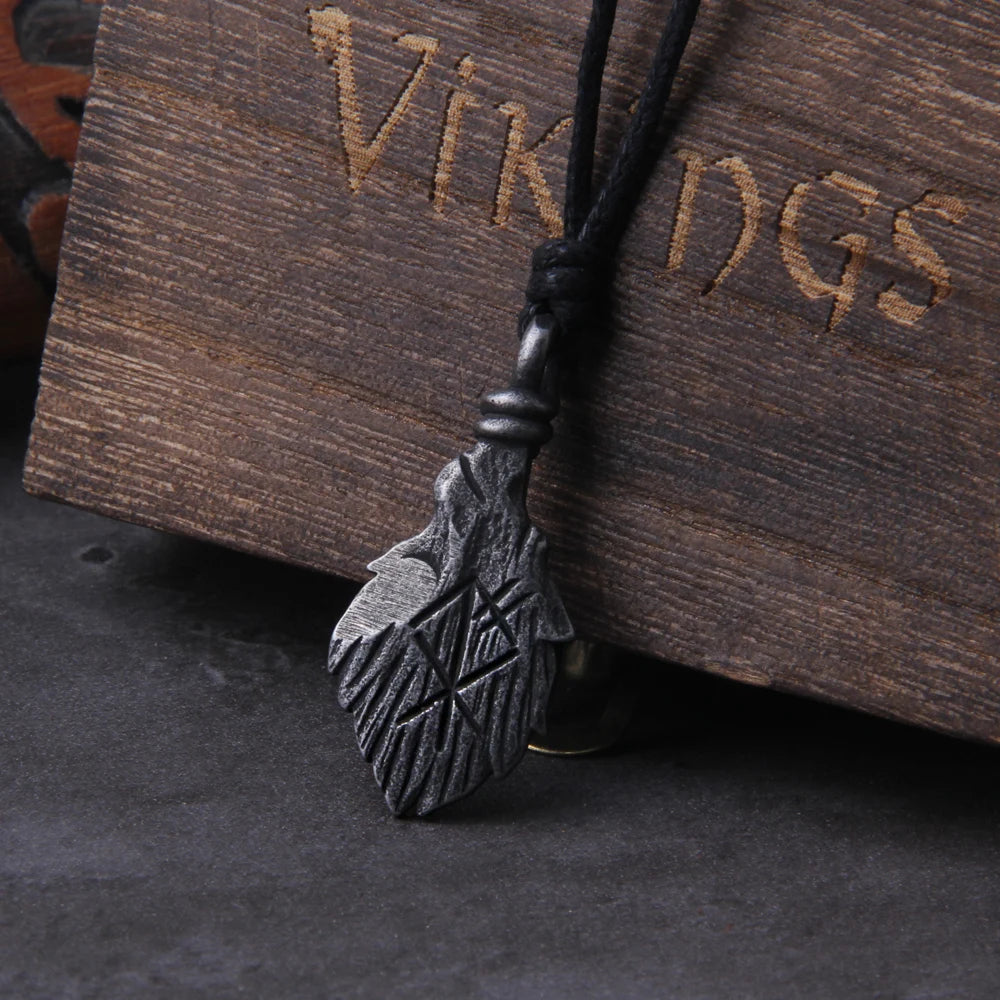 Gray Viking Rune Necklace: Adjustable