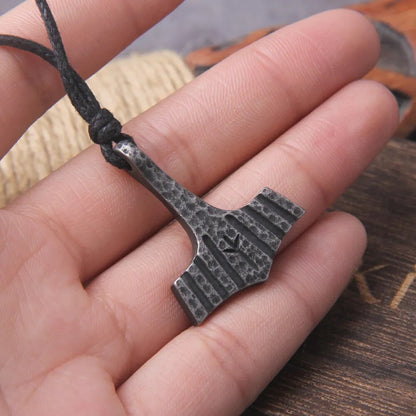 Iron Gray Mjolnir Elegance: Never Fade Viking Necklace