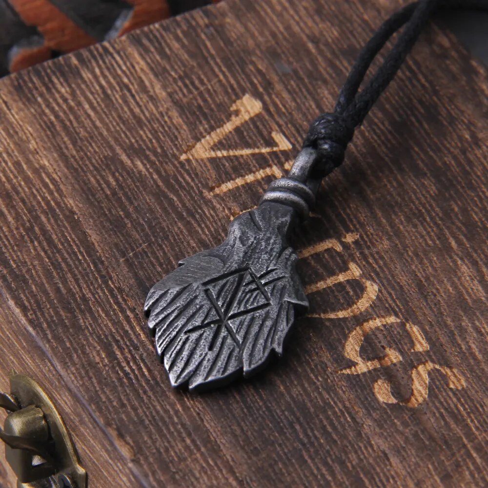 Gray Viking Rune Necklace: Adjustable