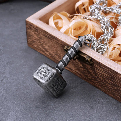 Vintage Viking Thor Hammer Necklace: Stainless Steel