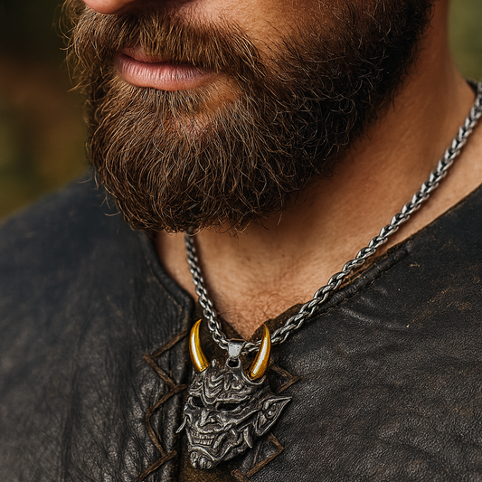 Oni Mask Demon Necklace – Pendant for Men