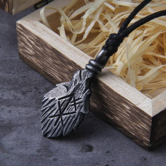 Gray Viking Rune Necklace: Adjustable