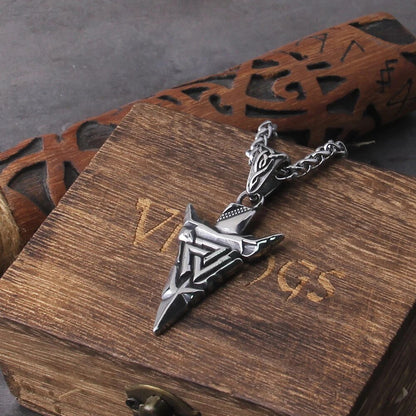 Odin Valknut Rune Necklace: Men's Stainless Steel