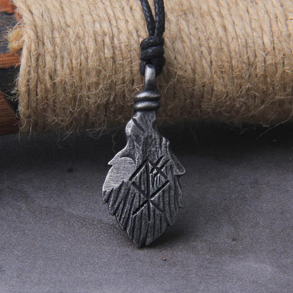 Gray Viking Rune Necklace: Adjustable