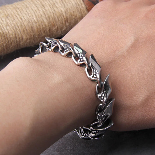 Viking Ouroboros Punk Bracelet for Men – Dragon Scale Chain