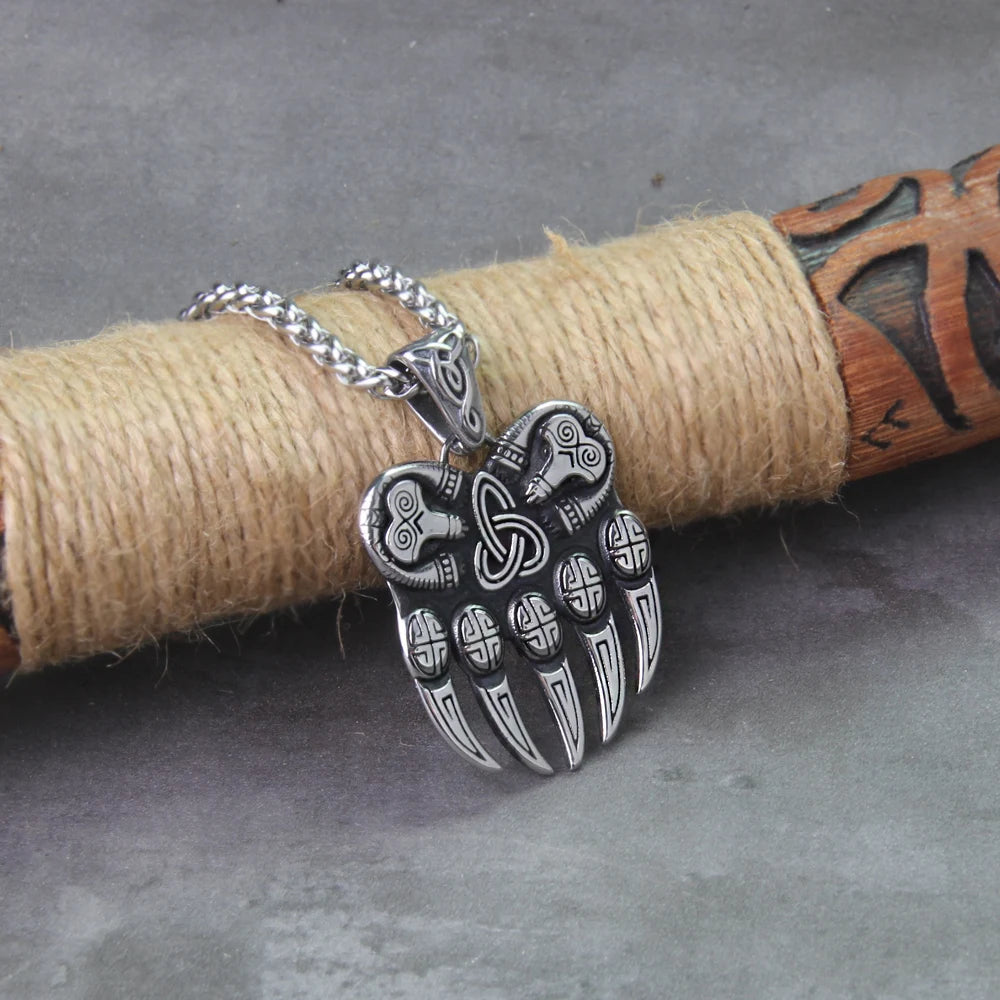 Viking Bear Paw Necklace: Never Fade, Stainless Steel