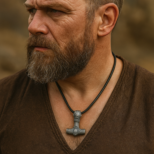 Thor Hammer Viking Necklace – Pendant with Leather Cord
