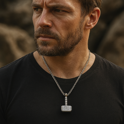 Vintage Viking Thor Hammer Necklace: Stainless Steel