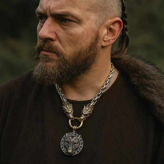 Stainless Steel Viking Wolf Amulet Necklace: Never Fade, King Chain