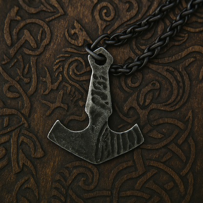 Viking Vegvisir Necklace: Iron Color, Stainless Steel Chain