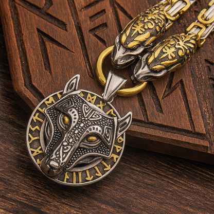Viking King's Chain – Thor’s Hammer or Wolf Medallion Pendant