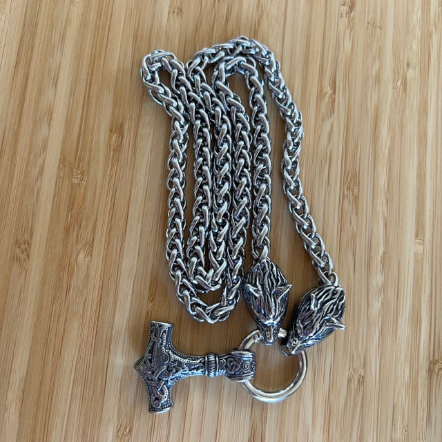 Silver Wolf King's Chain. Nordic Viking Norse Wolf Necklace - Viking Talisman!