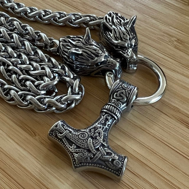 Silver Wolf King's Chain. Nordic Viking Norse Wolf Necklace - Viking Talisman!